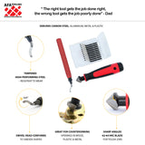deburring tool kit infographic with details on white background