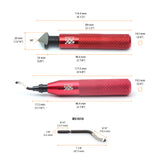 Sizing for tools in this set - deburring tool, blades, and countersink hand reamer